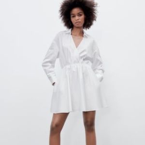 Zara White Shirtdress (long sleeve, XS-Small)